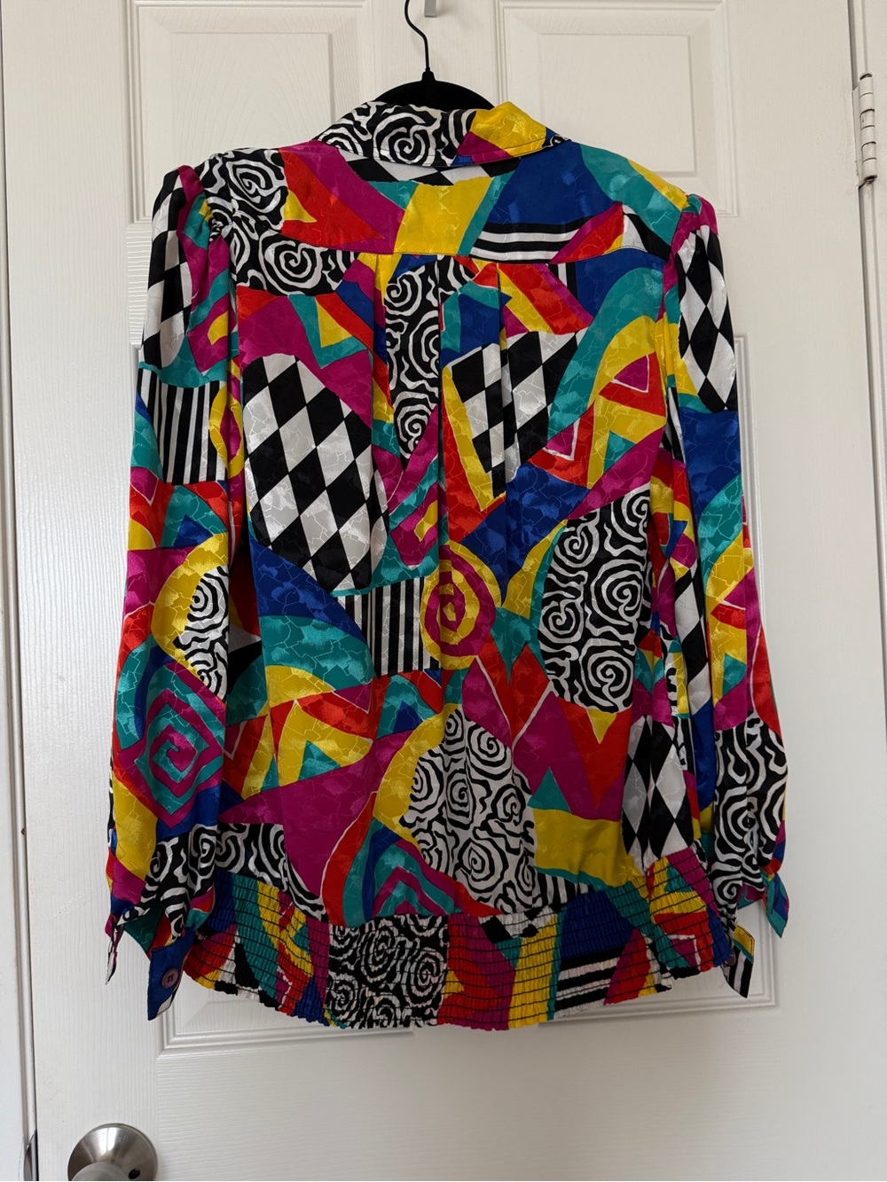 Magna Multicolor Abstract Print Button-Front Blouse - Picture 9 of 11
